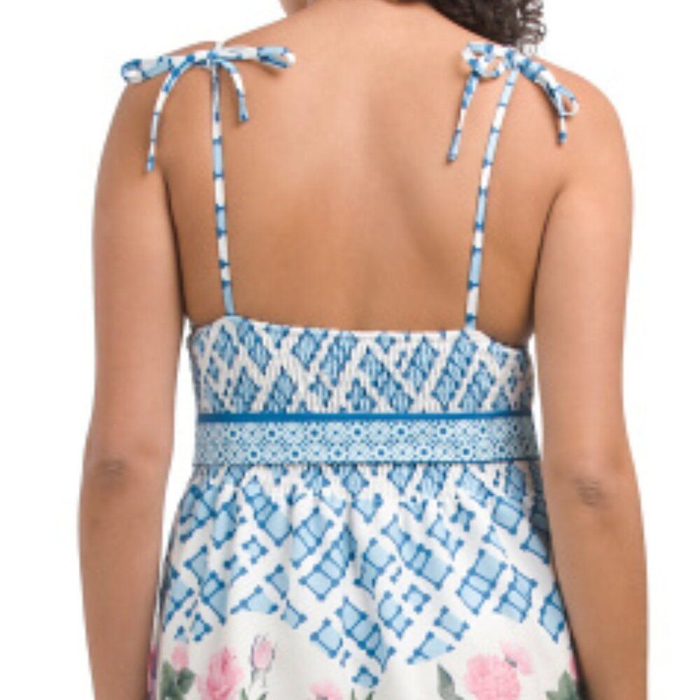 Dalia Macphee Anthropologie Tie Shoulder Mixed Print Cottagecore Maxi Dress Nwt — image 4 of 6